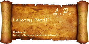 Lehotay Pető névjegykártya